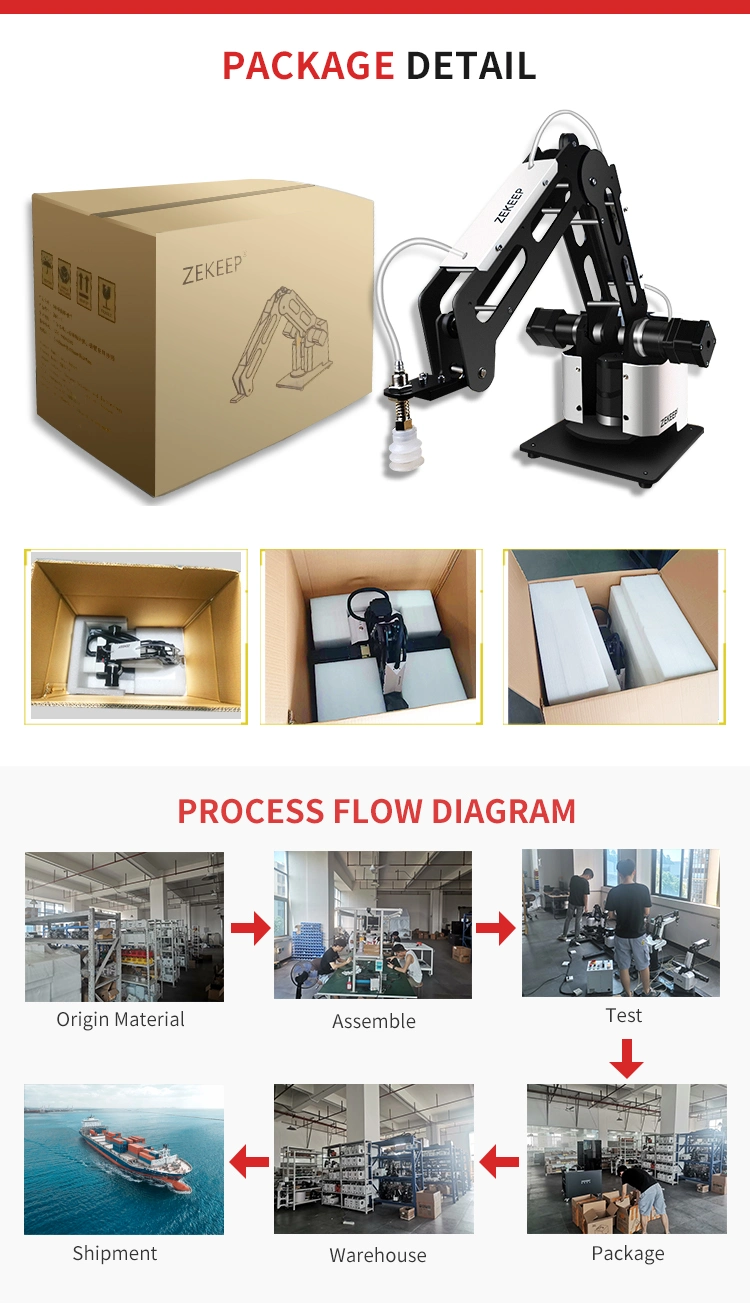 Mini Robot Arm 4 Axis 3kgs Palletzing Robotic Arm with CNC Robot Controller Systems with Servo Motor and Driver