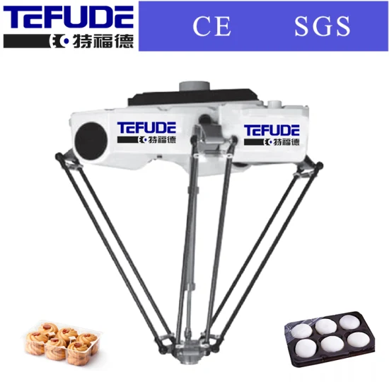 Sistema robótico paralelo de 4 ejes Brazo robótico de embalaje con selector de robot automático para galletas Pastel de galletas Chocolate en caja o carga en bandeja de cartón Embalaje